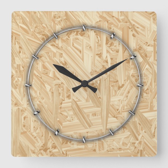 OSB Pattern Chipboard Renovation Square Wall Clock (Front)