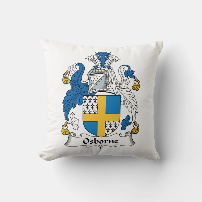 Osborne Family Crest Throw Pillow (Front)