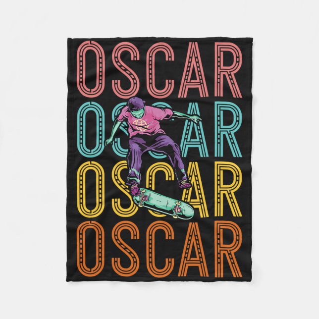 Oscar Custom Skateboarding Hob  Fleece Blanket (Front)
