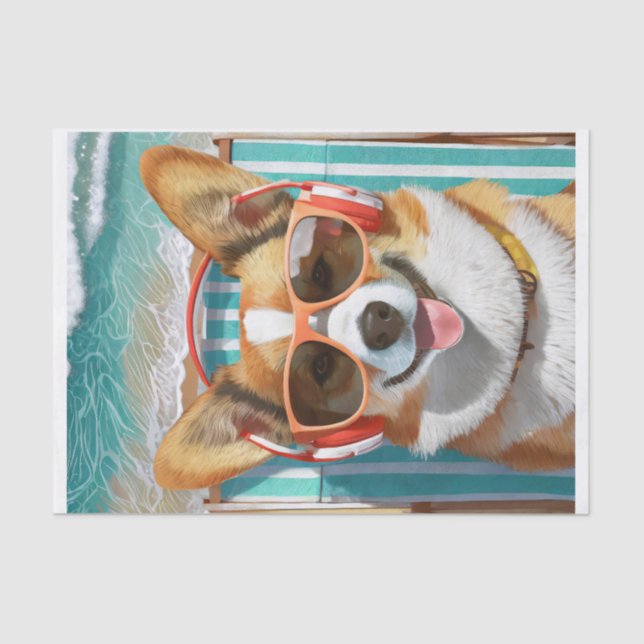 Oscar does the Riviera, Corgi Loving Life Tissue Paper (Front)