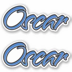 Oscar name blue sticker embroiderset