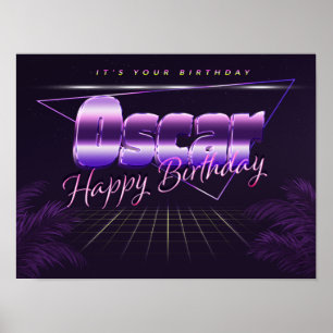 Oscar Name Vorname lila retro Poster Geburtstag