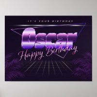Oscar Prénom lila retro Poster Anniversaire