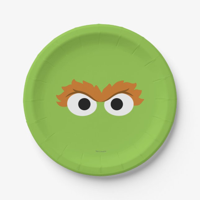 Oscar the Grouch Big Face Paper Plate (Front)