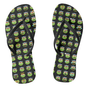Oscar the Grouch Emoji Pattern Flip Flops