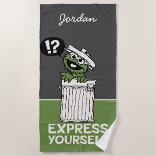 Oscar the Grouch Express Yourself   Add Your Name Beach Towel