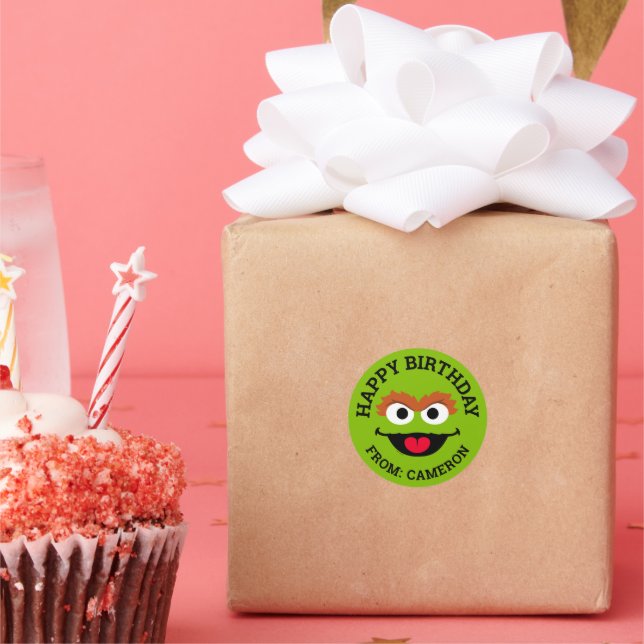 Oscar the Grouch Face | Happy Birthday Classic Round Sticker (Party)