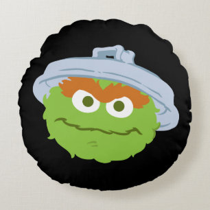 Oscar the Grouch Face Round Pillow