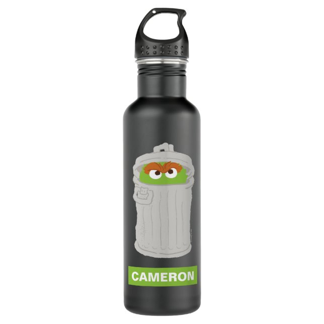 Oscar the Grouch & His Trash Can | Add Your Name 710 Ml Water Bottle (Front)
