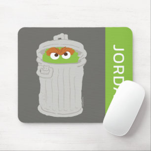 Oscar the Grouch & His Trash Can   Add Your Name Mouse Pad