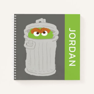 Oscar the Grouch & His Trash Can   Add Your Name Notebook