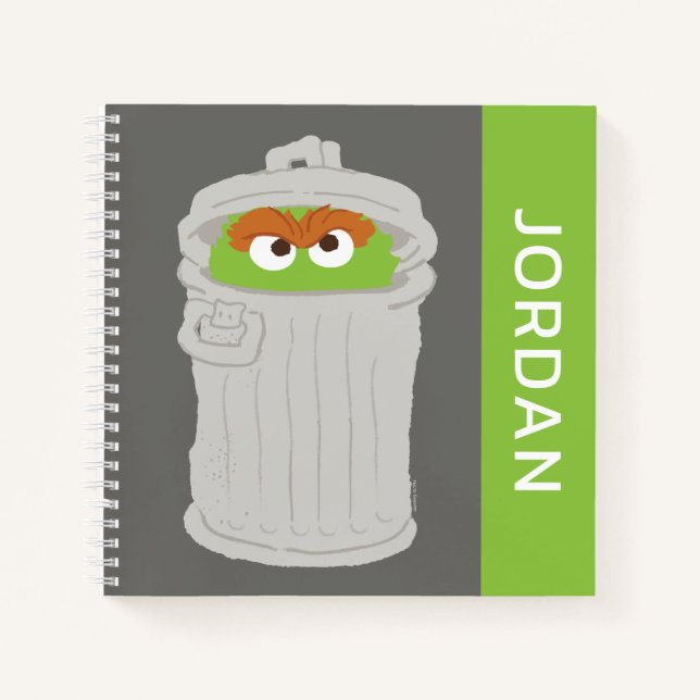 Oscar the Grouch & His Trash Can | Add Your Name Notebook (Front)