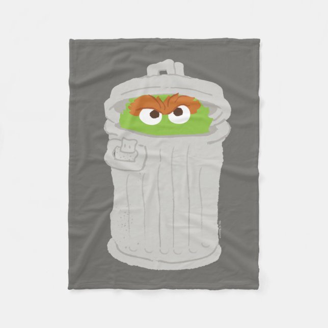 Oscar the Grouch & His Trash Can Fleece Blanket (Front)