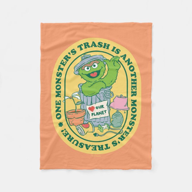 Oscar the Grouch | Monster Treasure Badge Fleece Blanket (Front)