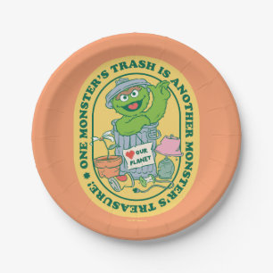 Oscar the Grouch   Monster Treasure Badge Paper Plate