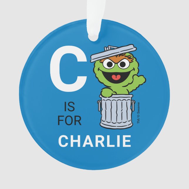 Oscar the Grouch | Personalized Name with Photo Ornament (Front)