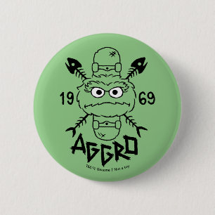 Oscar the Grouch Skate Logo - Aggro 1969 2 Inch Round Button