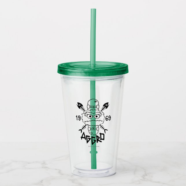 Oscar the Grouch Skate Logo - Aggro 1969 Acrylic Tumbler (Front)