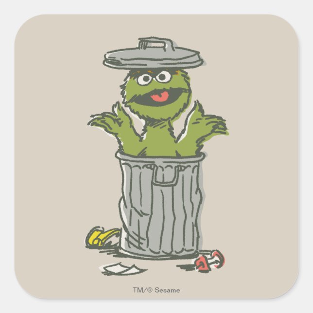 Oscar the Grouch Vintage 1 Square Sticker (Front)