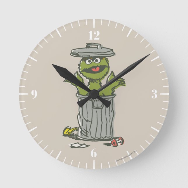 Oscar the Grouch Vintage Round Clock (Front)
