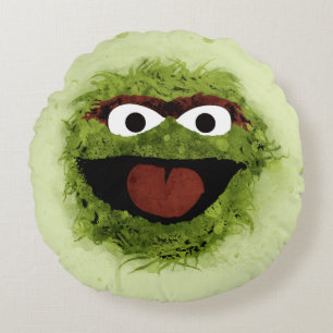 Oscar the Grouch   Watercolor Trend Round Pillow