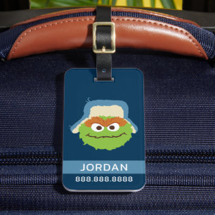 Oscar the Grouch Woodland Face   Add Your Info Luggage Tag