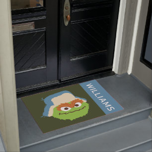 Oscar the Grouch Woodland Face   Add Your Name Doormat
