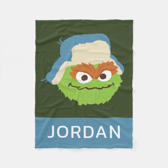 Oscar the Grouch Woodland Face | Add Your Name Fleece Blanket (Front)