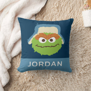 Oscar the Grouch Woodland Face   Add Your Name Throw Pillow