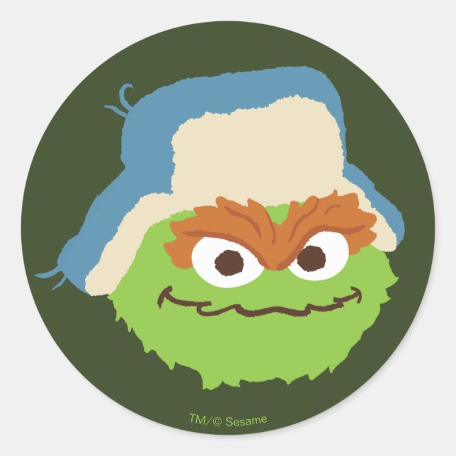 Oscar the Grouch Woodland Face Classic Round Sticker (Front)