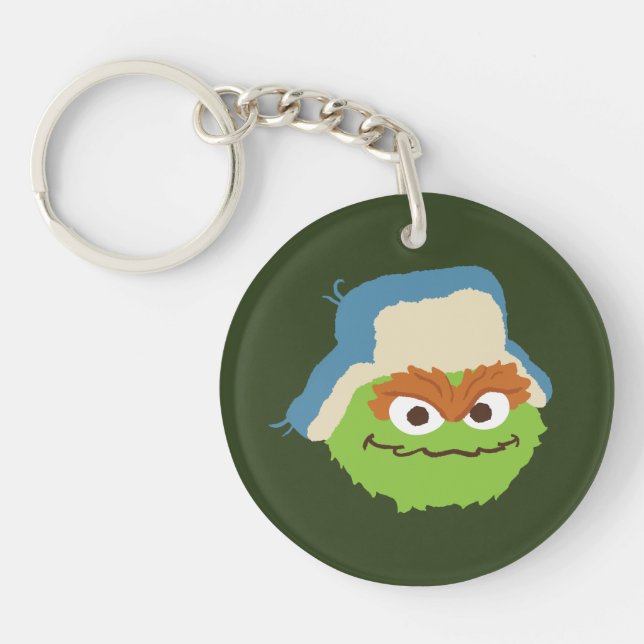 Oscar the Grouch Woodland Face Keychain (Front)