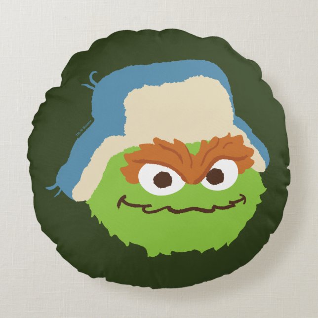 Oscar the Grouch Woodland Face Round Pillow (Front)