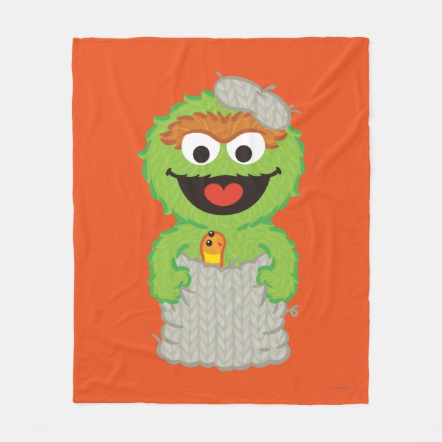 Oscar the Grouch Wool Style Fleece Blanket (Front)