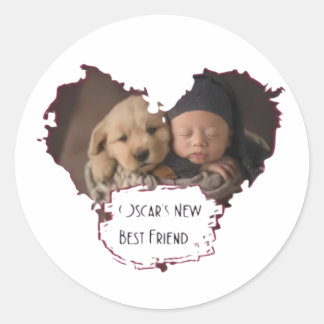 oscar's new best friend classic round sticker