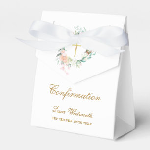 oses Floral Garland Gold Script Confirmation Favor Box