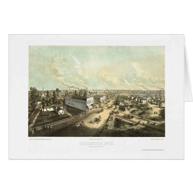 Oshkosh, carte panoramique de WI - 1850 (Devant horizontal)