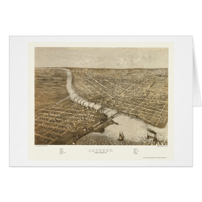 Oshkosh, carte panoramique de WI - 1887 (Devant horizontal)