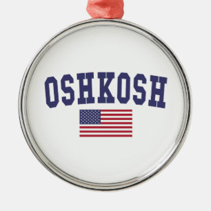 Oshkosh US Flag Metal Ornament