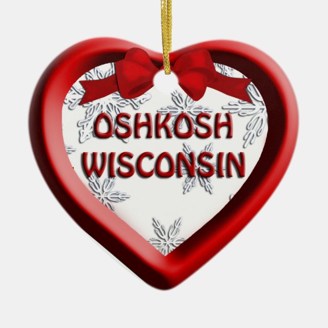 Oshkosh Wisconsin Coeur ornement de Noël (Devant)