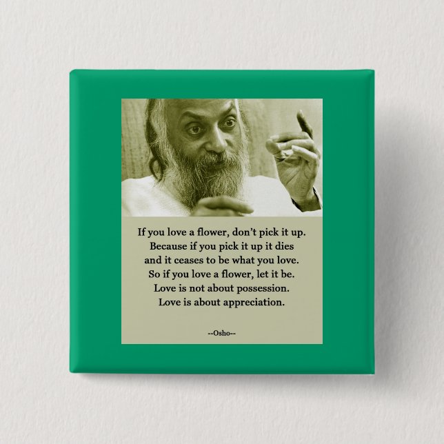 Osho 2 Inch Square Button (Front)