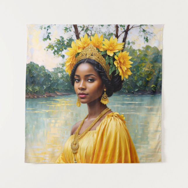 Oshun African Goddess Orisha Art Tapestry (Front)