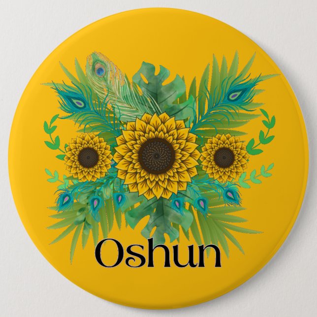 Oshun Goddess Sunflowers Button (Front)