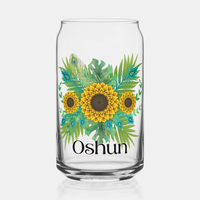 Oshun Goddess Sunflowers Can Glass (Front)