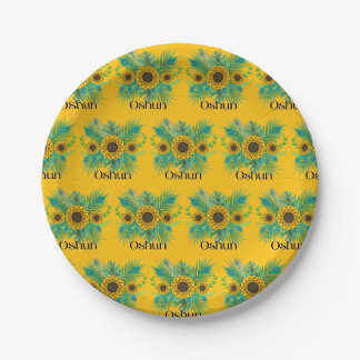 Oshun Goddess Sunflowers Paper Plate
