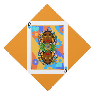 Oshun Retro Veve Floral Playing Card Graduation Cap Topper