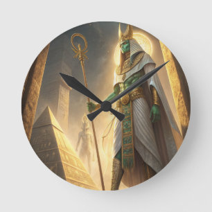 Osiris Lord of Eternity Egyptian God of Rebirth   Round Clock