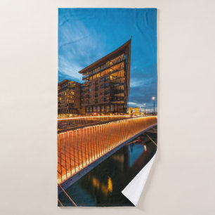 Oslo at night, Norway Bath Towel