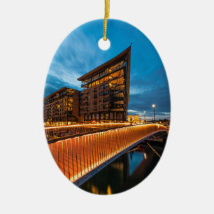 Oslo at night, Norway Ceramic Ornament