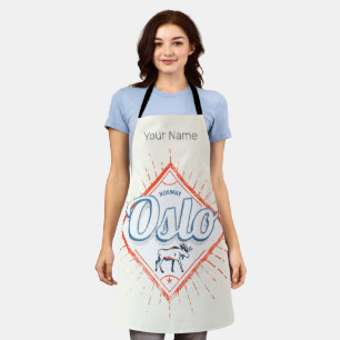 Oslo Capital Norway Retro Moose Vintage Souvenir Apron