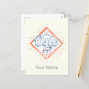 Oslo Capital Norway Retro Moose Vintage Souvenir Holiday Postcard